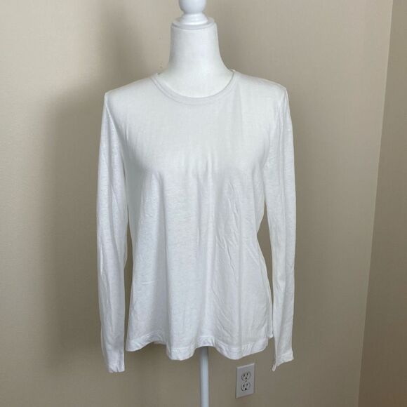 J. Crew White Open Back/Butterfly/Knotted Long Sleeve T Shirt Size L Style AG736 - Picture 1 of 9